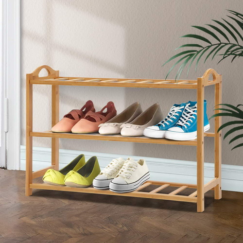 Artiss Shoe Rack Bamboo Shoe Storage 3-tier 9 Pairs - Main Image