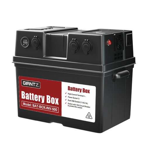 Giantz Battery Box 500W Inverter Deep Cycle Battery Portable Caravan Camping USB - Main Image
