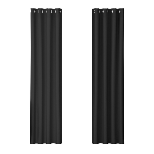 Artiss 2X Blockout Curtains Eyelet 140x230cm Black - Main Image
