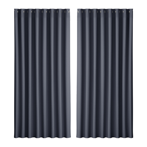 Artiss 2X Blockout Curtains Eyelet 300x230cm Charcoal - Main Image