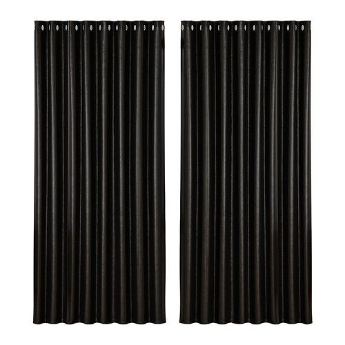 Artiss 2X Blockout Curtains Eyelet 300x230cm Black Shine - Main Image