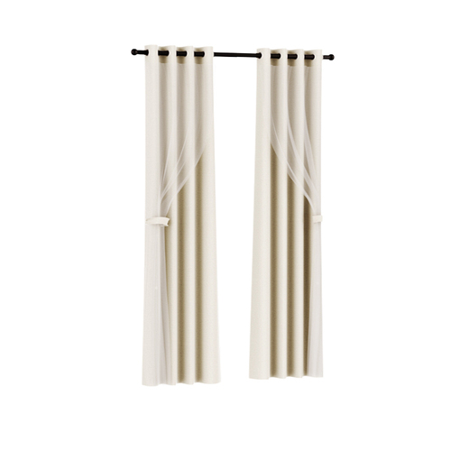 Artiss 2X 132x274cm Blockout Sheer Curtains Beige - Main Image