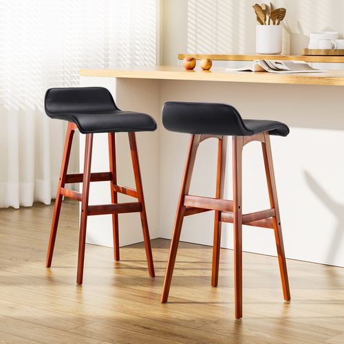 Artiss 2x Bar Stools Wooden Stool Black - Main Image