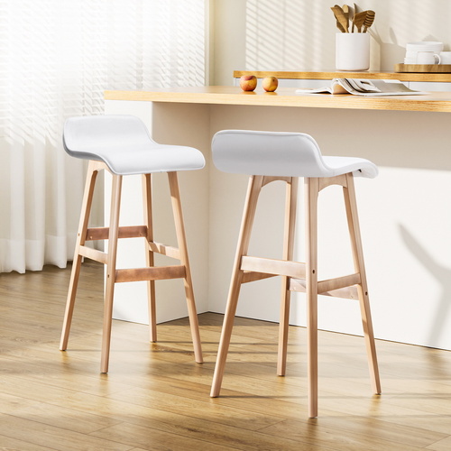 Artiss 2x Bar Stools Wooden Stool White - Main Image