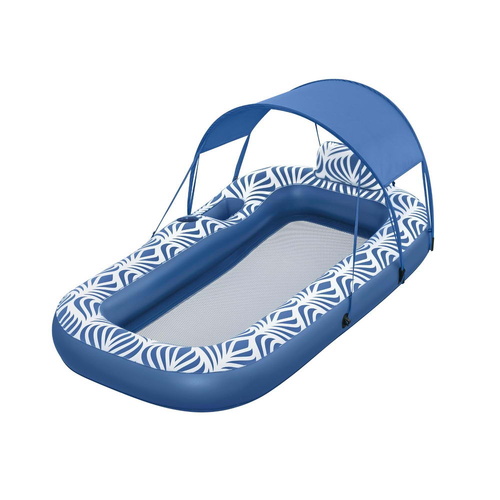 Bestway Inflatable Floating Float Lounger with Sunshade Canopy 1.98Mx1.12M Blue - Main Image