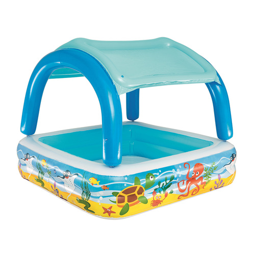 Bestway Kids Pool 140x140x114cm Inflatable Swimming w/ Canopy Play Pools 265L - Main Image