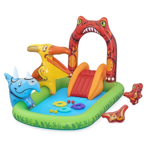 Bestway Kids Inflatable Play Splash Pool with Slide Ball Tossing Toys 242x140cm - Main Image