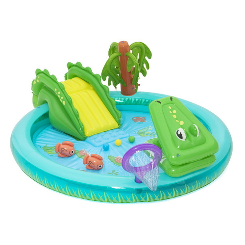 Bestway Kids Inflatable Splash Play Pool with Slide Ball Crocodile Fishing Net - Main Image
