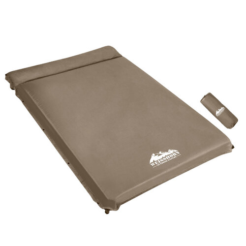 Weisshorn Self Inflating Mattress 10CM Camping Sleeping Mat Air Double Coffee - Main Image