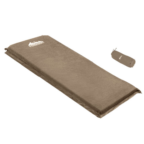 Weisshorn Self Inflating Mattress Camping Sleeping Mat Air Bed Single Coffee - Main Image