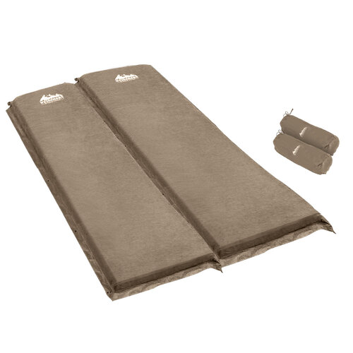 Weisshorn Self Inflating Mattress Camping Sleeping Mat Air Bed Double Set Coffee - Main Image