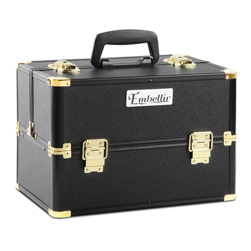 Embellir Portable Cosmetic Beauty Makeup Case - Black & Gold - Main Image