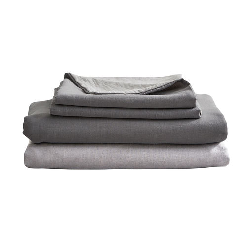 Cosy Club Washed Cotton Sheet Set Grey Double - Main Image