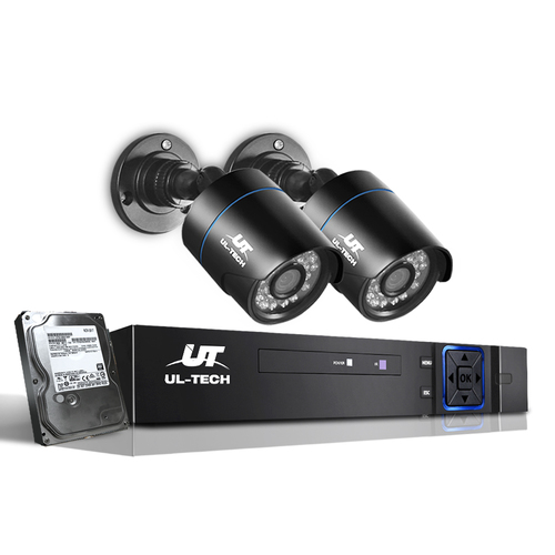 UL-tech CCTV Security System 4CH DVR 2 Cameras 2TB Hard Drive - Main Image