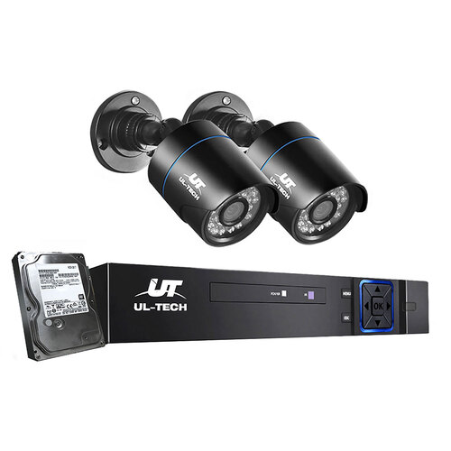 UL-tech CCTV Security System 4CH DVR 2 Cameras 1TB Hard Drive - Main Image