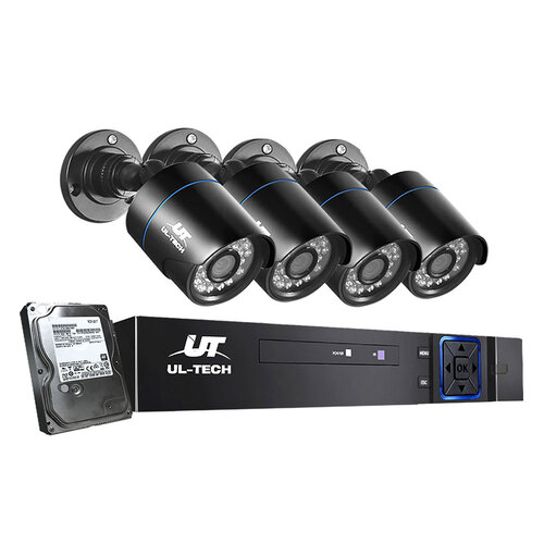 UL-tech CCTV Security System 4CH DVR 4 Cameras 1TB Hard Drive - Main Image