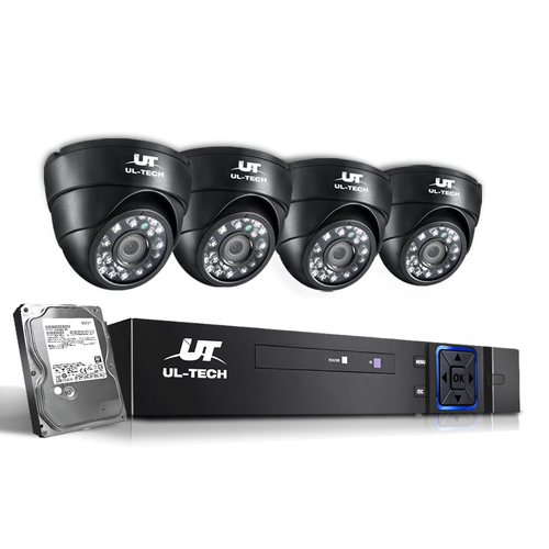 UL-tech CCTV Security System 4CH DVR 4 Cameras 2TB Hard Drive - Main Image