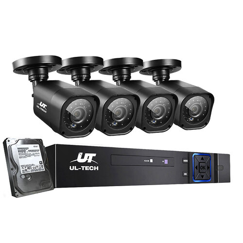 UL-tech CCTV Security System 4CH DVR 4 Cameras 1TB Hard Drive - Main Image