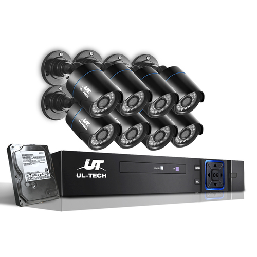 UL-tech CCTV Security System 8CH DVR 8 Cameras 2TB Hard Drive - Main Image