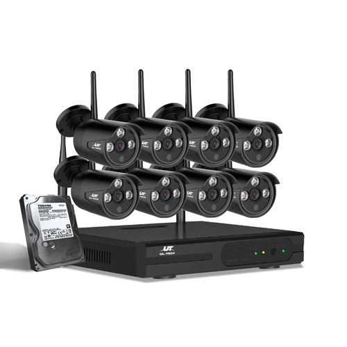 UL-tech Wireless CCTV Security System 8CH NVR 3MP 8 Bullet Cameras 2TB - Main Image