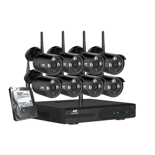 UL-tech Wireless CCTV Security System 8CH NVR 3MP 8 Bullet Cameras 4TB - Main Image