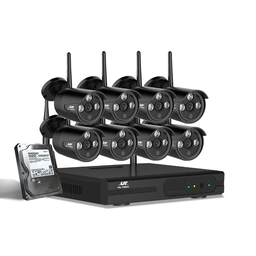 UL-tech Wireless CCTV Security System 8CH NVR 3MP 8 Bullet Cameras 1TB - Main Image