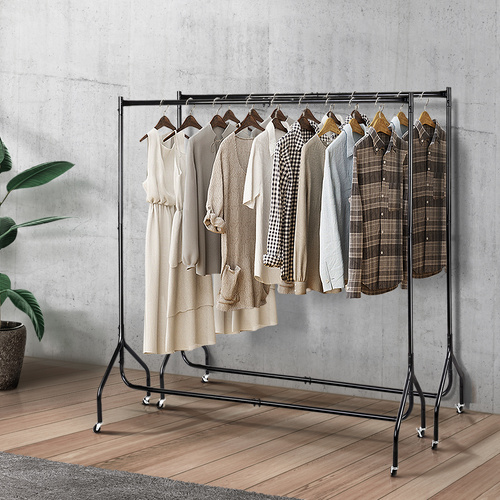 Artiss 2X Clothes Rack Airer Coat Stand 6FT Rail Wheels - Main Image