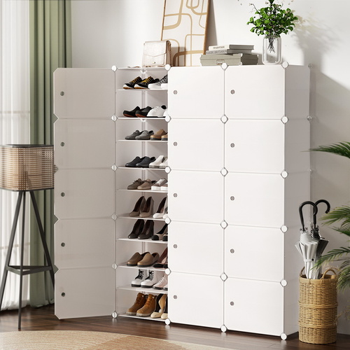 Artiss Shoe Rack Storage Cabinet DIY 15 Storage Cube Stackable White - Main Image