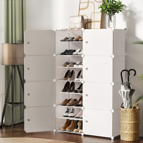 Artiss Shoe Box DIY Set of 8 Storage Cube Stackable White - Main Image