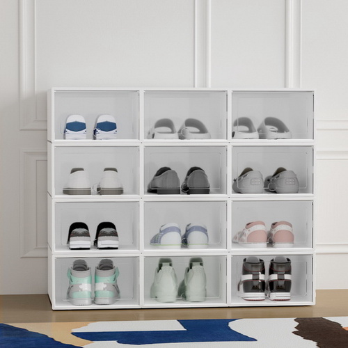 Artiss Shoe Box Rack DIY Set of 12 Stackable White Abel - Main Image