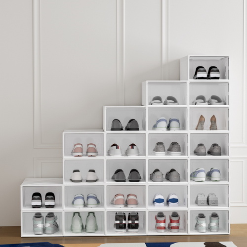Artiss Shoe Box Rack DIY Set of 24 Stackable White Abel - Main Image