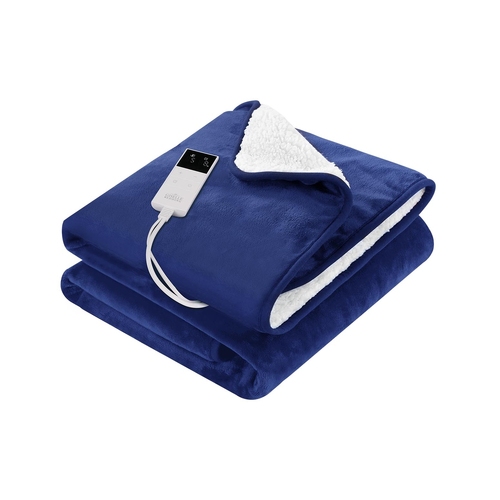 Giselle Electric Throw Rug Heated Blanket Washable Snuggle Flannel Winter Navy - Main Image