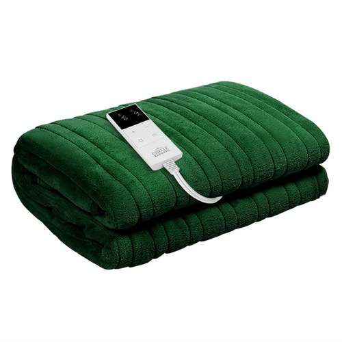 Giselle Electric Throw Rug Heated Blanket Washable Snuggle Flannel Winter Green - Main Image