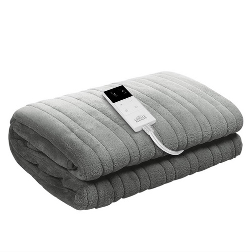 Giselle Bedding Heated Electric Throw Rug Fleece Sunggle Blanket Washable Silver - Main Image