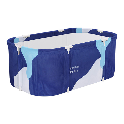 Weisshorn Foldable Bathtub PVC Spa Bucket Inflatable Cushion 114x62cm Navy Blue - Main Image