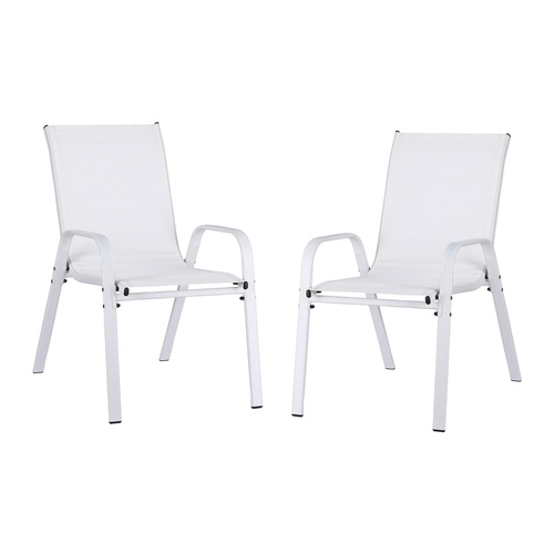 Gardeon 2PC Outdoor Dining Chairs Stackable Lounge Chair Patio Furniture White - Main Image