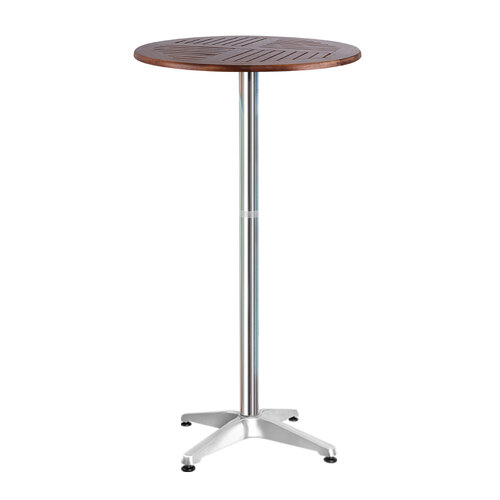 Gardeon Outdoor Bar Table Wooden Cafe Table Aluminium Pole Round - Main Image