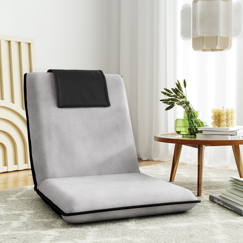 Artiss Floor Lounge Sofa Bed Couch Recliner Chair Folding Chair Cushion Grey - Main Image