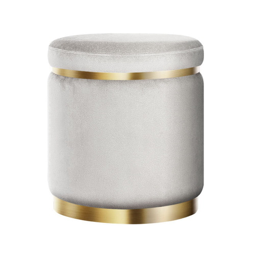 Artiss Ottoman Foot Stool Round Velvet Grey - Main Image