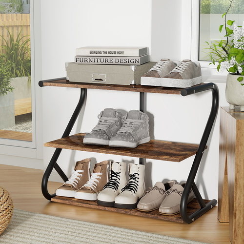 Artiss Shoe Rack Cabinet Shoe Storage Stand 3 Tiers Black - Main Image