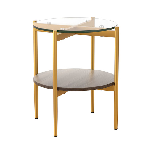 Artiss Coffee Table 45CM Round Tempered Glass Carol - Main Image
