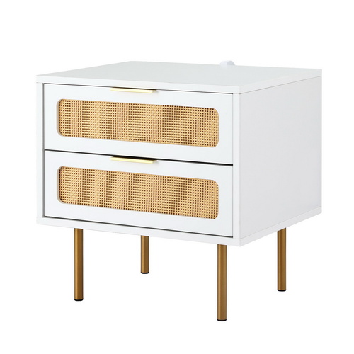 Artiss Rattan Bedside Table 2 Drawers Pine - Main Image
