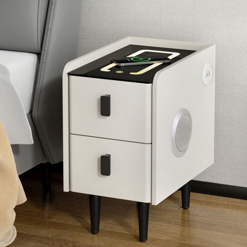 Artiss Smart Bedside Table with Wireless Charging - AIDA White - Main Image