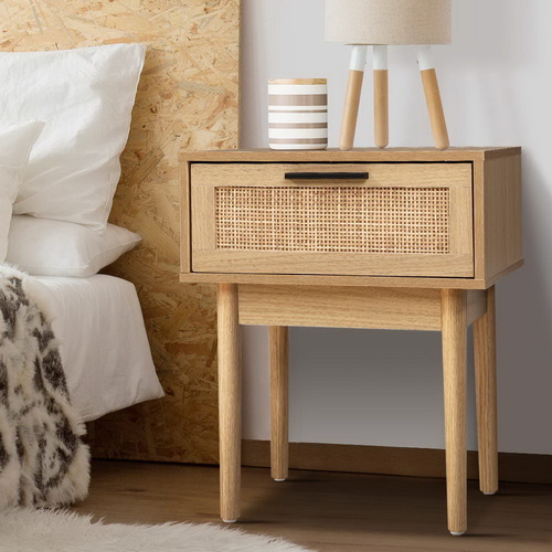Artiss Bedside Tables Side Table Rattan Drawers Nightstand - Main Image