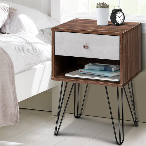 Artiss Bedside Table 1 Drawers with Shelf - LARS - Main Image