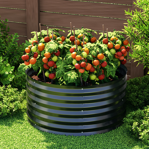 Green Fingers Garden Bed 90X45cm Round Latches Planter Box Raised Galvanised Herb - Main Image