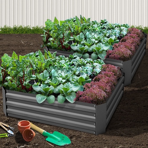Green Fingers 2x Garden Bed 120x90cm Planter Box Raised Container Galvanised Herb - Main Image