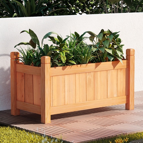 Green Fingers Garden Bed 60x30x33cm Wooden Planter Box Raised Container Growing - Main Image