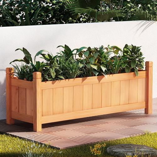 Green Fingers Garden Bed 90x30x33cm Wooden Planter Box Raised Container Growing - Main Image
