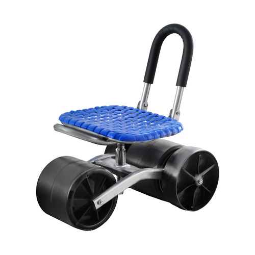 Gardeon Garden Stool Seat Foldable with Wheels Blue - Main Image